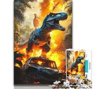Puzzle Dinosaure Flamme pour Adultes, 1 000 pièces, idée Cadeau d'anniversaire pour Adultes, Jeu Familial et Passe-Temps, 26x38cm
