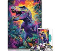Puzzle Dinosaure Jungle pour Adolescents 1000 Pièces, Jeu Familial Anti-Stress Défi Difficile Cadeaux Secrets du Père Noël 50x75cm