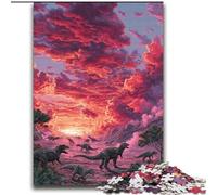 Puzzle Dinosaures au Coucher du Soleil pour Adultes, 2000 pièces, activité familiale avec Affiche et fiche de Questions-réponses pour Les 14 Ans et Plus (70x100cm)
