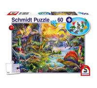Schmidt-Spiele Puzzle Dinosaures – 60 pièces – avec figurines de dinosaures