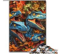Puzzle Dinosaures dans Les Feuilles mortes 1000 pièces pour Adolescents, Jouets addictifs pour la décoration de la Maison (26x38cm)