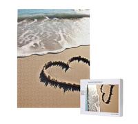 Puzzle d'intelligence en bois 38 x 52 cm, symbole d'amour sur la plage, puzzle imprimé de 500 pièces (boîte) pour adultes, décoration de la maison