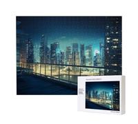 Puzzle d'intelligence en bois 52 x 38 cm, gratte-ciel de nuit de ville, balcon, gratte-ciel, 500 pièces (boîte) jeu éducatif pour adultes, décoration de la maison