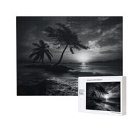 Puzzle d'intelligence en bois 52 x 38 cm, mer et arbre dans la nuit - Puzzle imprimé de 500 pièces (boîte) - Jeu éducatif pour adultes - Décoration de la maison