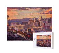Puzzle d'intelligence en bois 52 x 38 cm, puzzle imprimé coucher de soleil de Las Vegas 500 pièces (boîte) Jeu éducatif pour adultes, décoration de la maison