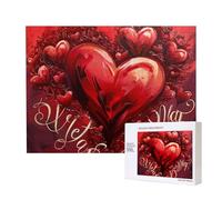 Puzzle d'intelligence en bois 52 x 38 cm, puzzle imprimé cœur de 500 pièces (boîte) jeu éducatif pour adultes, décoration de la maison