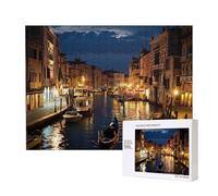 Puzzle d'intelligence en bois 52 x 38 cm, puzzle imprimé nuit de Venise 500 pièces (boîte) Jeu éducatif pour adultes, décoration de la maison