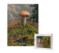 Puzzle d'intelligence en bois de 38 x 52 cm, imprimé champignon sauvage de 500 pièces (boîte) Jeu éducatif pour adultes, décoration de la maison