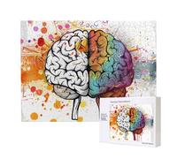 Puzzle d'intelligence en bois de 52 x 38 cm, avantage du cerveau gauche et droit - Puzzle imprimé de 500 pièces (boîte) - Jeu éducatif pour adultes - Décoration de la maison