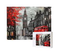 Puzzle d'intelligence en bois de 52 x 38 cm, rouge Londres Street imprimé de 500 pièces (boîte) Jeu éducatif pour adultes, décoration de la maison