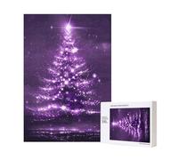 Puzzle d'intelligence en bois imprimé arbre de Noël violet 28 x 40 cm, 300 pièces (boîte) pour adultes, décoration de la maison