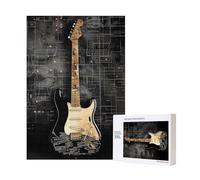Puzzle d'intelligence en bois imprimé guitare électrique, 28 x 40 cm, 300 pièces (boîte) pour adultes, décoration de la maison