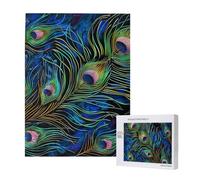 Puzzle d'intelligence en bois imprimé plume de paon - 38 x 52 cm - 500 pièces (boîte) - Jeu éducatif pour adultes - Décoration de la maison
