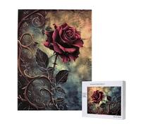 Puzzle d'intelligence en bois imprimé rose gothique - 38 x 52 cm - 500 pièces (boîte) - Jeu éducatif pour adultes - Décoration d'intérieur