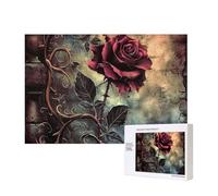 Puzzle d'intelligence en bois imprimé rose gothique 40 x 28 cm, 300 pièces (boîte) - Jeu éducatif pour adultes - Décoration de la maison