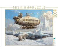 Puzzle · Dirigeables Steampunk | Planer au-dessus d'un ours polaire · 1000 pièces · Format assemblé 64 × 48 cm · CALVENDO Puzzle