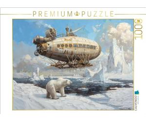 Puzzle · Dirigeables Steampunk | Planer au-dessus d'un ours polaire · 1000 pièces · Format assemblé 64 × 48 cm · CALVENDO Puzzle