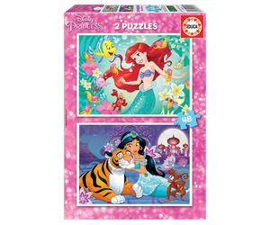 Puzzle Disney 2 x 48 pièces - Aventure avec Princesse Ariel et Princesse Jasmin