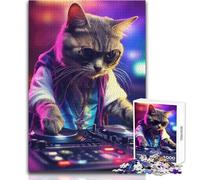 Puzzle DJ Cat 1000 pièces pour Adolescents:Un Jeu d'apprentissage ludique et Stimulant, idéal comme Cadeau de Noël ou d'anniversaire Dimensions:38x52cm