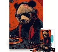Puzzle DJ Panda Souriant pour Adultes, 1000 Pièces, Jeu de Logique Agréable à Assembler, Découpe Précise, Cadeau Souvenir 38x26cm