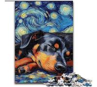Puzzle Doberman 1000 pièces en Bois, Ciel Nocturne, décoration idéale pour la Maison ou Le Bureau, Cadeau de Noël idéal 50x75cm, décoration Artistique à Faire soi-même, Cadeau d'anniversaire idéal.