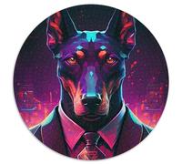 Puzzle Doberman 1000 pièces, Puzzle Rond 1000 pièces, Casse-tête Stimulant - Jouet Relaxant pour Adolescents 67,5 x 67,5 cm