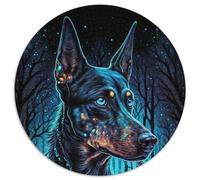 Puzzle Doberman coloré de 1 000 pièces. Puzzle Rond de 1 000 pièces, Jeu pour Adultes, activité Interactive familiale, 67,5 x 67,5 cm.