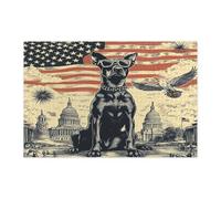 Puzzle Doberman du 4 juillet pour adultes - 1000 pièces - Puzzle en bois vintage pour anniversaire de 250 ans, motif patriotique pour divertissement à domicile