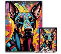 Puzzle Doberman Graffiti 1000 pièces pour Adultes, Casse-tête Stimulant pour Adolescents, Jeu interactif et Amusant en Famille 26x38cm/10,23x14,96 Pouces