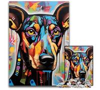 Puzzle Doberman Graffiti 1000 pièces pour Adultes, idéal pour Les Amoureux, idéal pour Noël, Le Nouvel an ou la Saint-Valentin, 26x38cm / 10,23x14,96 Pouces