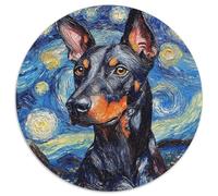 Puzzle Doberman Night Sky pour Adultes, 1 000 pièces, Puzzle Rond de 1 000 pièces, Jeu interactif Familial, Cadeau Casse-tête, Jouet éducatif (Taille 67,5 x 67,5 cm)