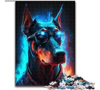 Puzzle Doberman Pinscher 1000 pièces en Bois pour Adultes, idée Cadeau de Noël, Illustration Humoristique et détaillée 50x75cm, pour Anniversaire, Vacances, Noël, Halloween