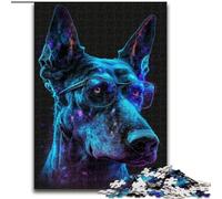Puzzle Doberman Pinscher 1000 pièces pour Adultes en Bois, activité Amusante à Faire à la Maison, 50x75cm, décoration Artistique à Faire soi-même, Cadeau d'anniversaire idéal