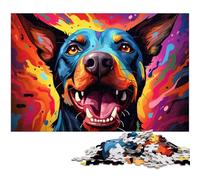 Puzzle Doberman Pinscher coloré pour Adultes 1 000 pièces Cadeau d'anniversaire décoration Murale 1 000 pièces (75 x 50 cm)