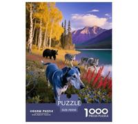 Puzzle Dobermann 1000 Pièces en Carton pour Adultes Jeu ÉduChatif Jeu De Défi Casse-tête Chien Ours Brun Loup Cadeau Famille Home Decor 70x50cm/1000pcs