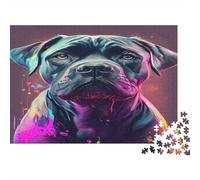 Puzzle Dogue Allemand Psychédélique 1000 pièces 52x38cm Papier recyclé pour Adultes Art de Chien Vibrant Jeu Familial Amusant et Stimulant Décoration d'Intérieur Idée de Cadeau Géniale