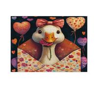 Puzzle d'oie de Saint-Valentin pour adultes de 500 pièces, lettres d'amour amoureux des animaux, décorations imprimées pour fête de divertissement