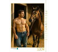 Puzzle · Dompteur d'étalon - Homme séduisant avec Cheval | 1000 pièces · Format assemblé 64 × 48 cm · CALVENDO Puzzle