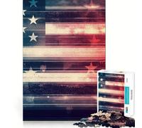 Puzzle double exposition drapeau américain pour adultes,1000 pièces,jeu de mémoire amusant,assemblage stable,pièces qui ne bougent pas,format compact,idéal pour des moments de jeu en famille (38x26cm)