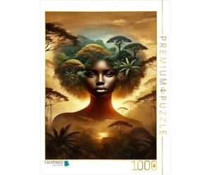 Puzzle · Double Exposition d'une Femme Africaine dans la Savane | Le portrait raconte une histoire qui capture les différentes… · 1000 pièces · Format assemblé 64 × 48 cm · CALVENDO Puzzle