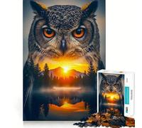 Puzzle Double Exposition Hibou et Paysage, 1000 pièces, Difficile, pour Adultes, stimule la mémoire, Jeu apaisant, découpe de qualité supérieure, (38x52cm)