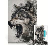 Puzzle Double Exposition Loup 1000 pièces Entraînement Mental Amusant Pièces nettes et sans bavures Activité captivante pour des soirées tranquilles (38x52cm)