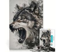 Puzzle Double Exposition Loup 1000 pièces Jeu de mémoire Découpe Laser de qualité supérieure Activité captivante pour des soirées tranquilles (38x26cm)