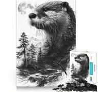 Puzzle Double Exposition Loutre pour Adultes 1000 pièces, Jeu de logique Fine, détente et Bords Nets, œuvre d'art (50x75cm)