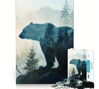 Puzzle Double Exposition Ours Polaire 1000 pièces pour Adolescents Jeu de logique Solide Amusant et paisible Découpe de précision Cadeau Exceptionnel (38x26cm)