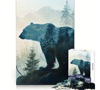 Puzzle Double Exposition Ours Polaire 1000 pièces pour Adolescents Jeu de logique Solide Amusant et paisible Découpe de précision Cadeau Exceptionnel (38x26cm)