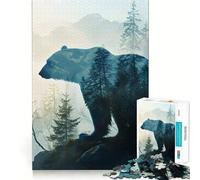 Puzzle Double Exposition Ours Polaire 1000 pièces pour Adultes Puzzle Relaxant Cadeau Unique (50x75cm)
