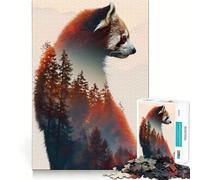 Puzzle Double Exposition Panda Roux, 1000 pièces, défi Mental, Jeu de réflexion, détente, découpe précise, Cadeau mémorable (38x26cm)