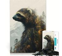 Puzzle Double Exposition Paresseux 1000 pièces pour Adultes Soulagement du Stress Découpe précise Cadeau du Père Noël 50x75cm