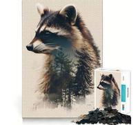 Puzzle Double Exposition Raton Laveur, 1000 pièces, Difficile, pour Adultes, Jeu de logique Pure, activité la Maison, découpe Nette, Joli Cadeau (50x75cm)